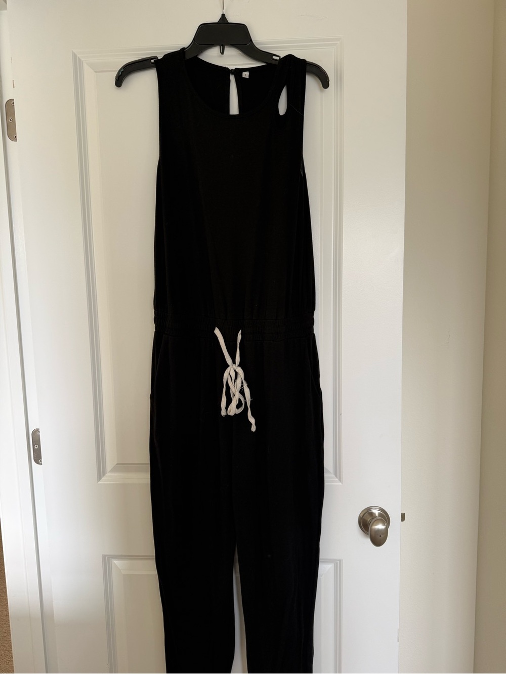 Black Sleeveless Drawstring Jumpsuit